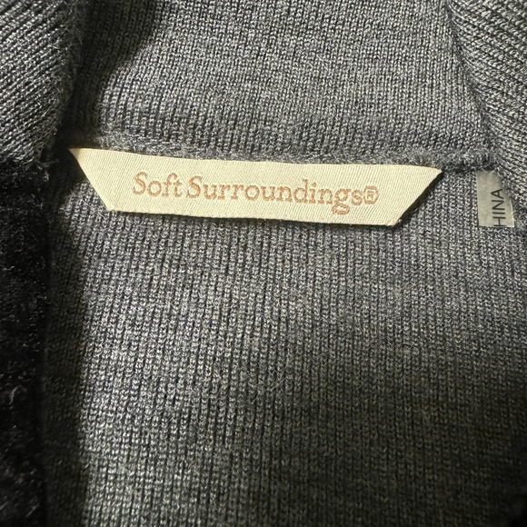 Soft Surroundings Runway Tunic Gray Black Velvet Trim Sweater Top NO SIZE TAG - Picture 7 of 7